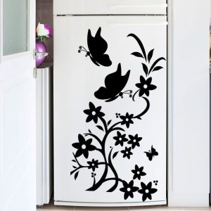 Sticker Cuisine mon frigo papillons et fleurs