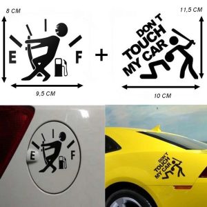 Stickers Don't Touch My Car & style jauge de carburant